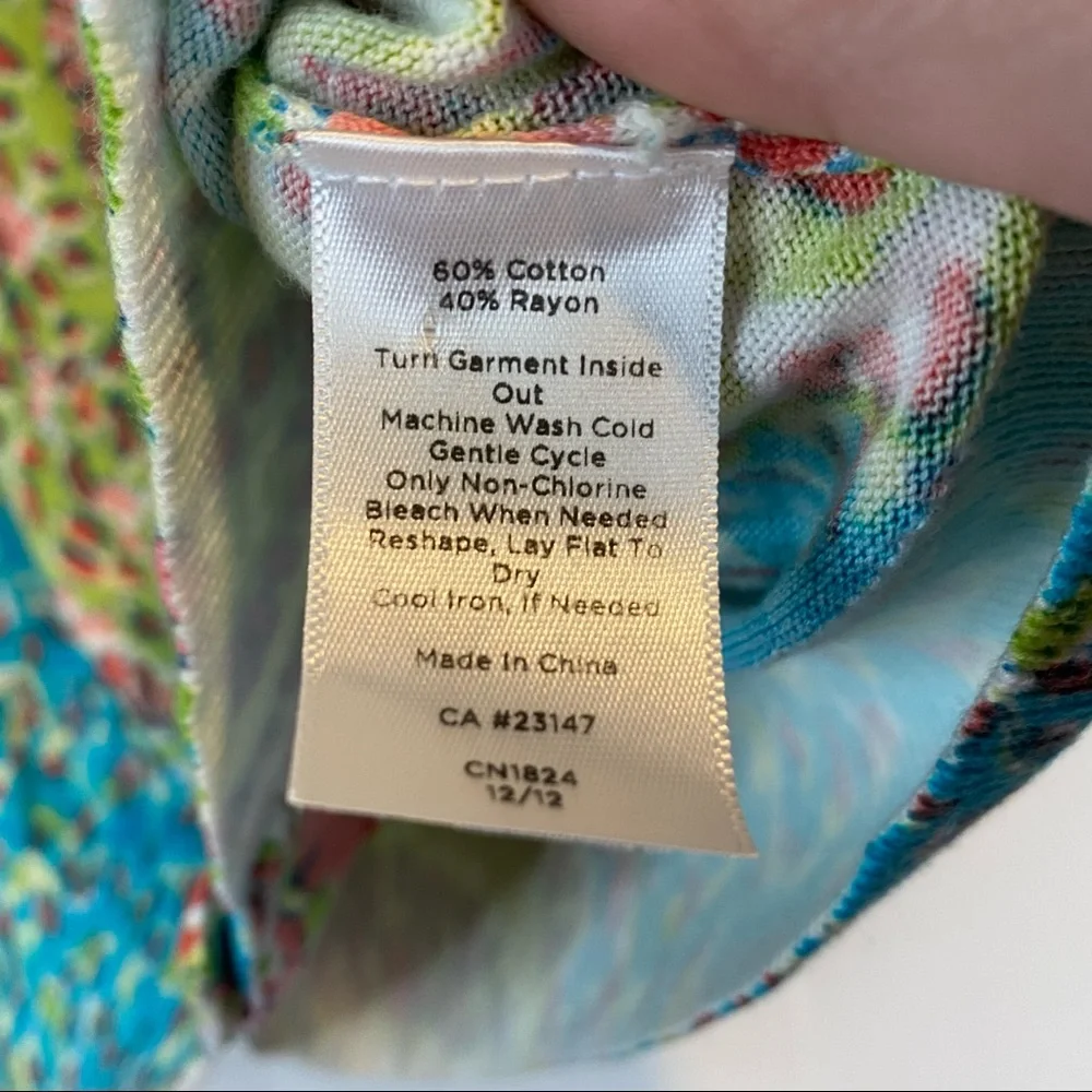 TALBOTS Women’s Size M Medium Sweater Cardigan 3/4 Sleeve Floral Mosiac - Picture 11 of 16